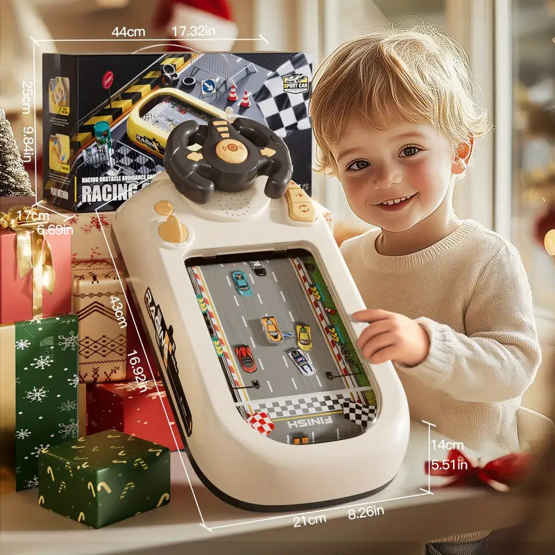 Kids Racing Game Console with Steering Wheel