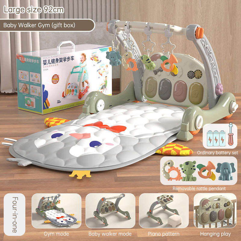 4 IN 1 Baby Walker Gym Training Mat – Musical Play Mat with Piano & Lights for Kids