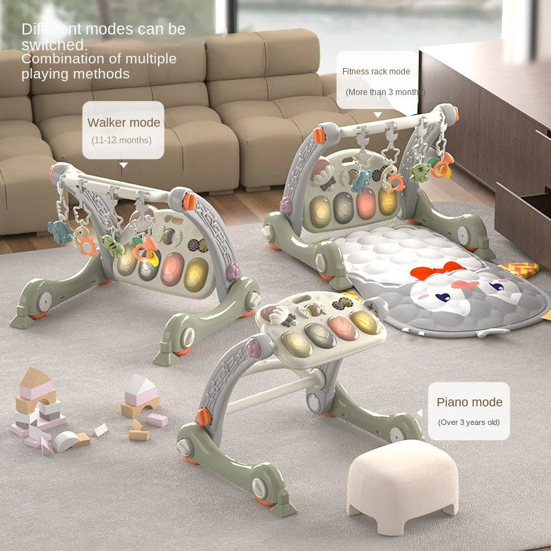 4 IN 1 Baby Walker Gym Training Mat – Musical Play Mat with Piano & Lights for Kids