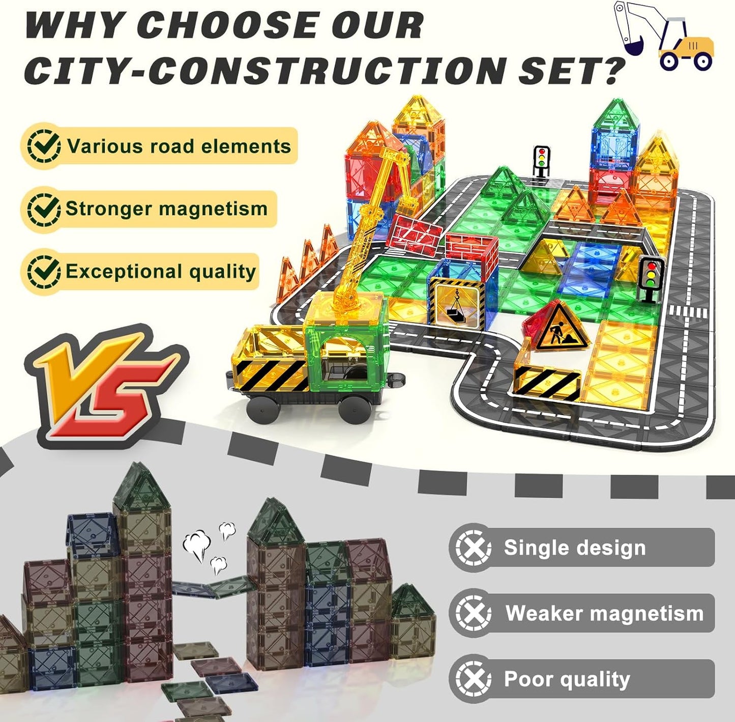 Magnetic Road Tile City Set