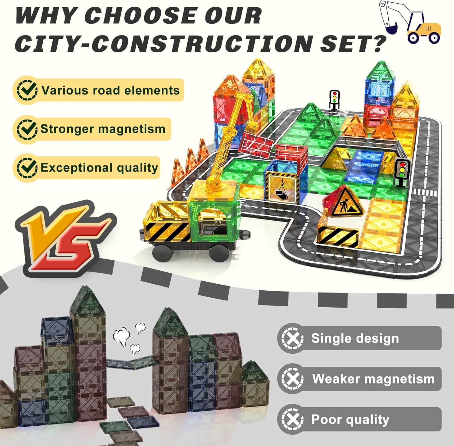 Magnetic Road Tile City Set