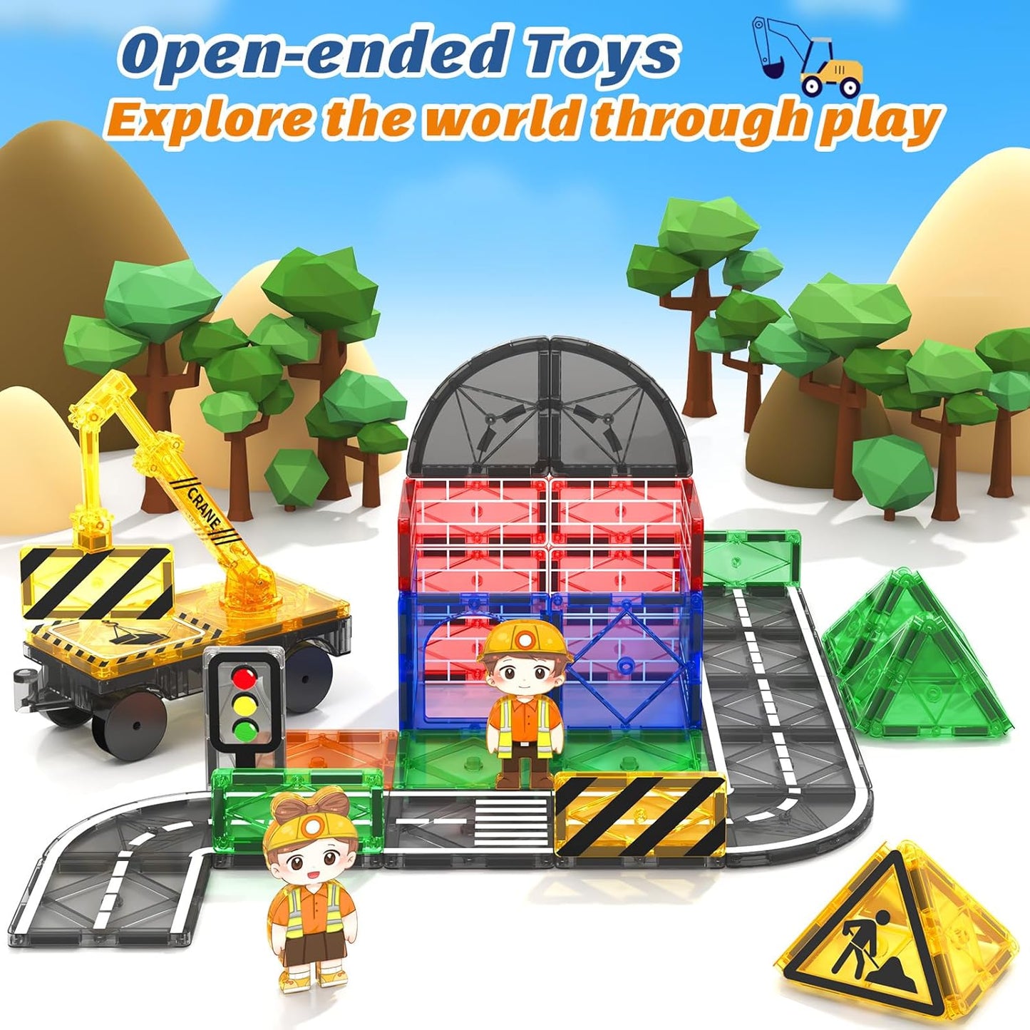 Magnetic Road Tile City Set