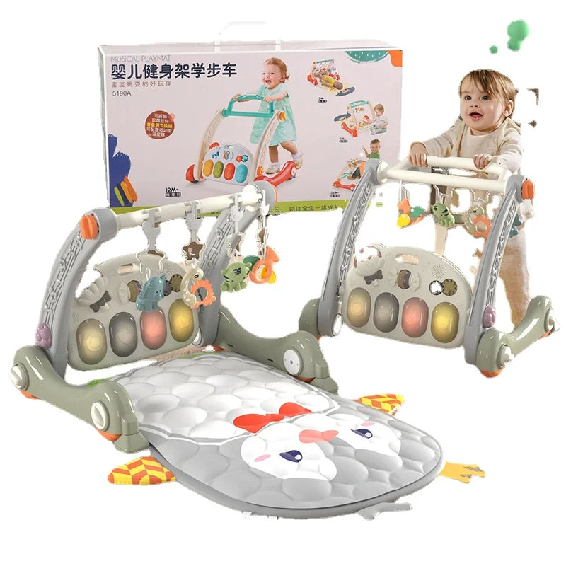 4 IN 1 Baby Walker Gym Training Mat – Musical Play Mat with Piano & Lights for Kids