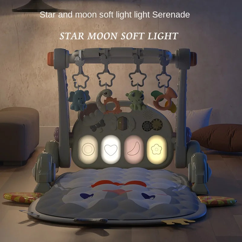 4 IN 1 Baby Walker Gym Training Mat – Musical Play Mat with Piano & Lights for Kids