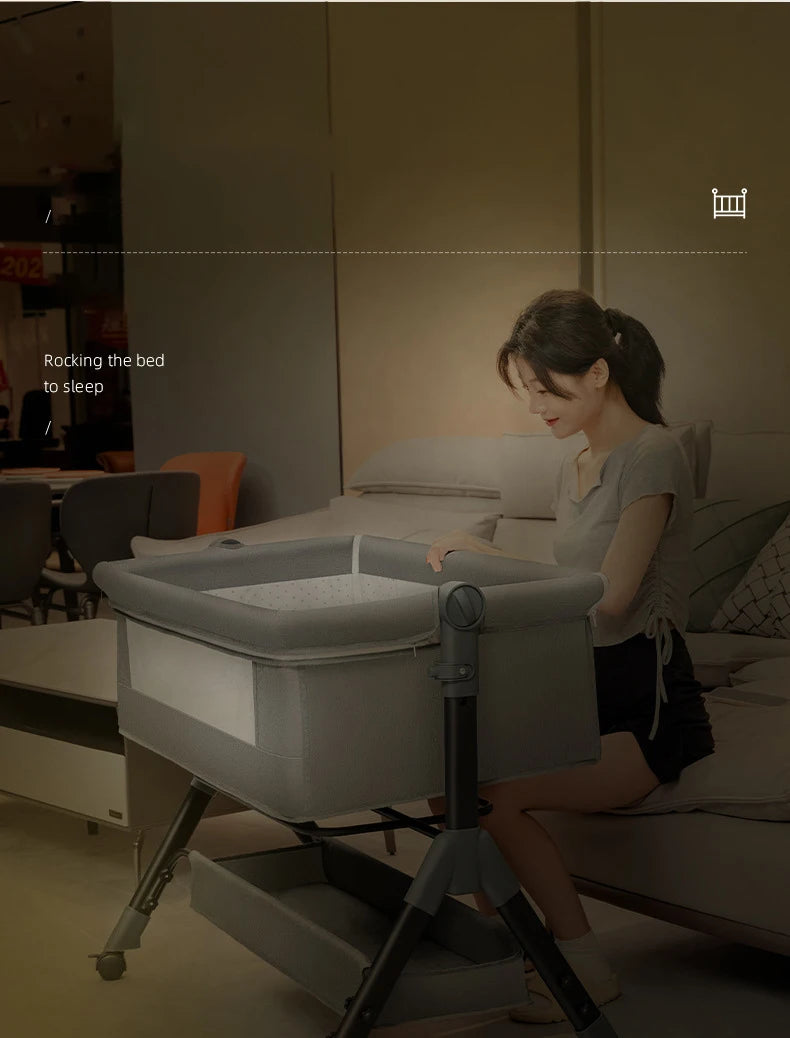 SnugNest™ Foldable Baby Crib Portable Bassinet with Changing Table, Storage & Mosquito Net