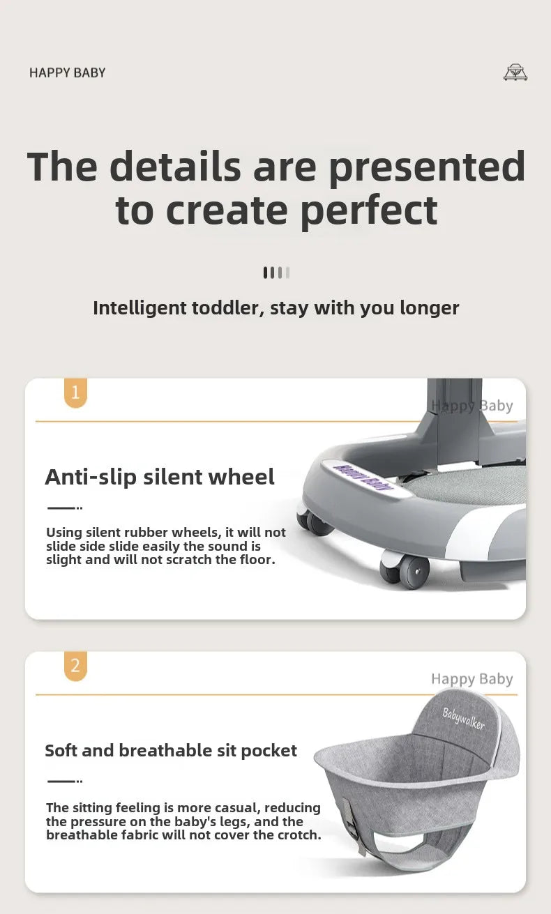 SafeStep™ Foldable Baby Walker – Ergonomic 4-Wheel Walker with Safety Features