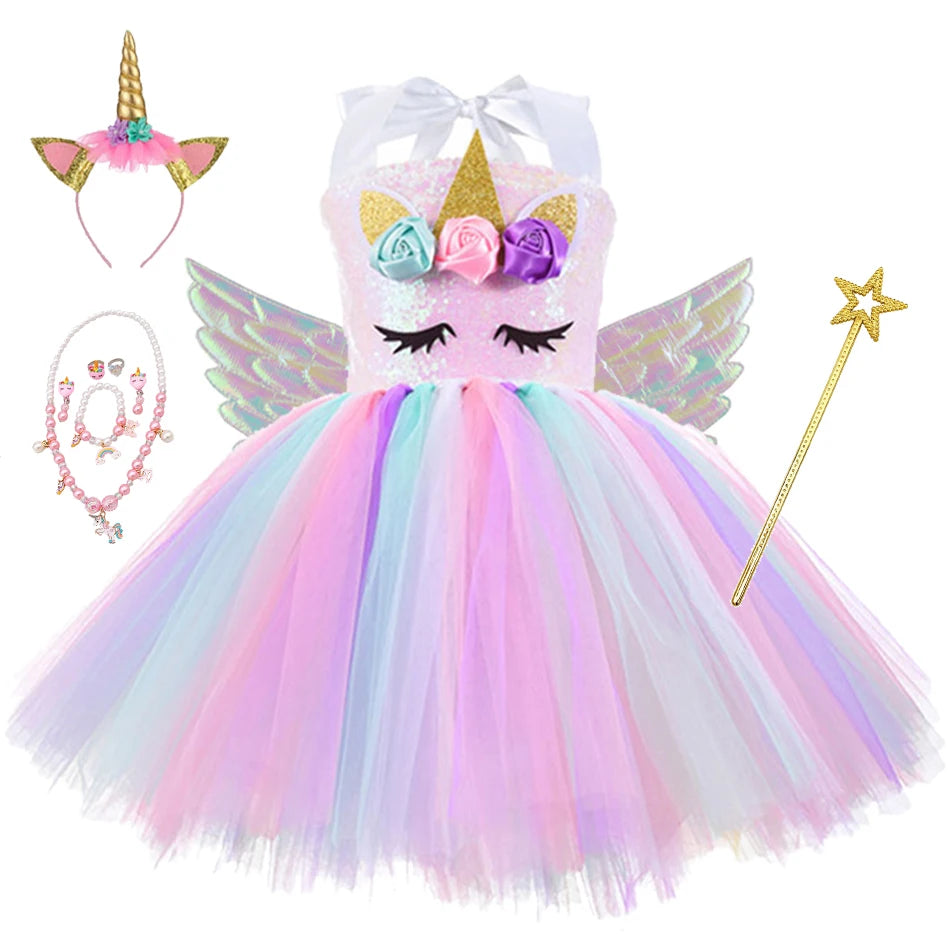 Princess Girls Unicorn Tutu Dress