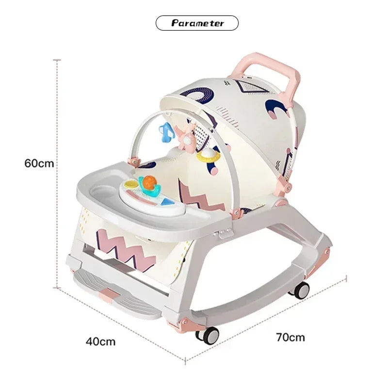 DreamNest™ 5-in-1 Baby Rocking Chair | Multi-Functional Bouncer, Seat, Rocker, Dining & Trolley