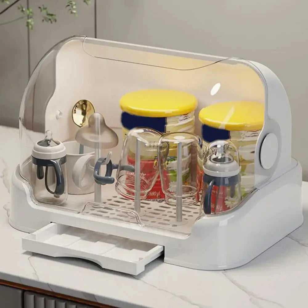 BottleMate™ Toddler Bottle Storage & Drying Rack – Portable Drip Tray Organizer for Maternity Use