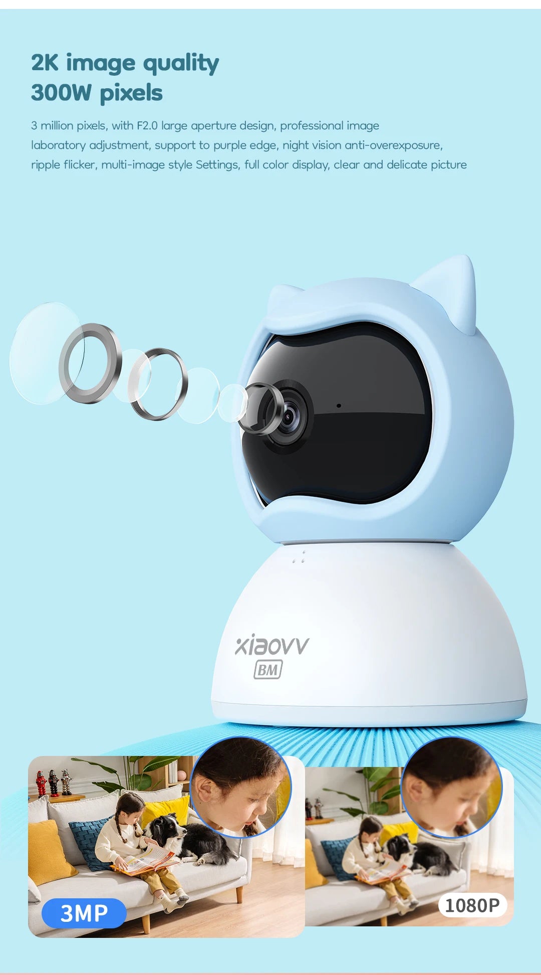 XiaoVV™ 3MP HD Wireless Baby Monitor (Q2 BM)