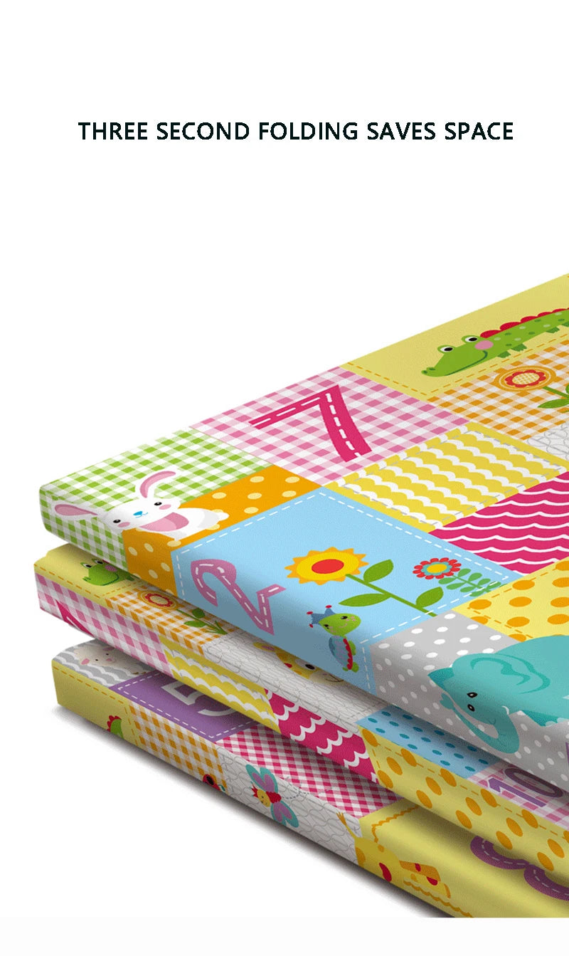 ComfyPlay™ Cartoon Baby Play Mat – Large Foldable EPE Foam Rug, Non-Toxic & Safe