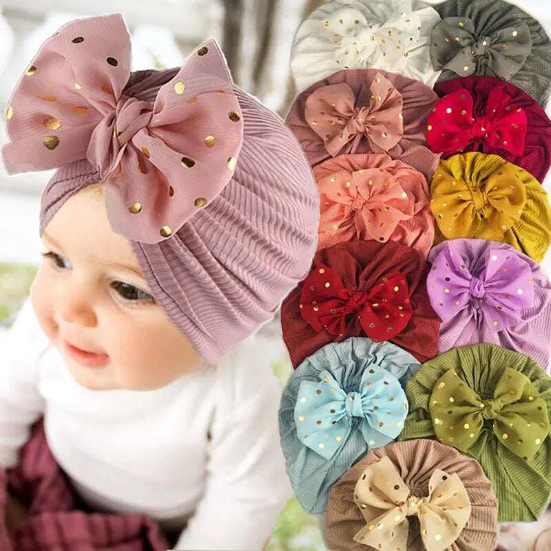 I LOVE DAD™ Baby Bowknot Turban Hat – Soft Cotton & Polyester Beanie for Newborns 0–1Y
