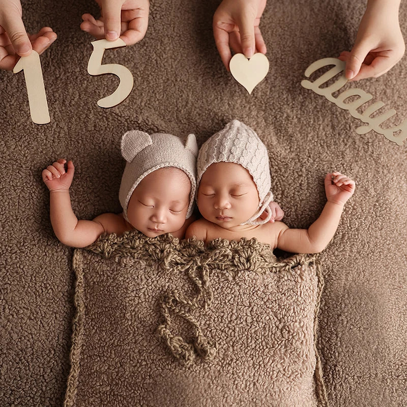 Baby Sleeping Bag Blanket – Brown Newborn Photography Prop for 0–6 Months