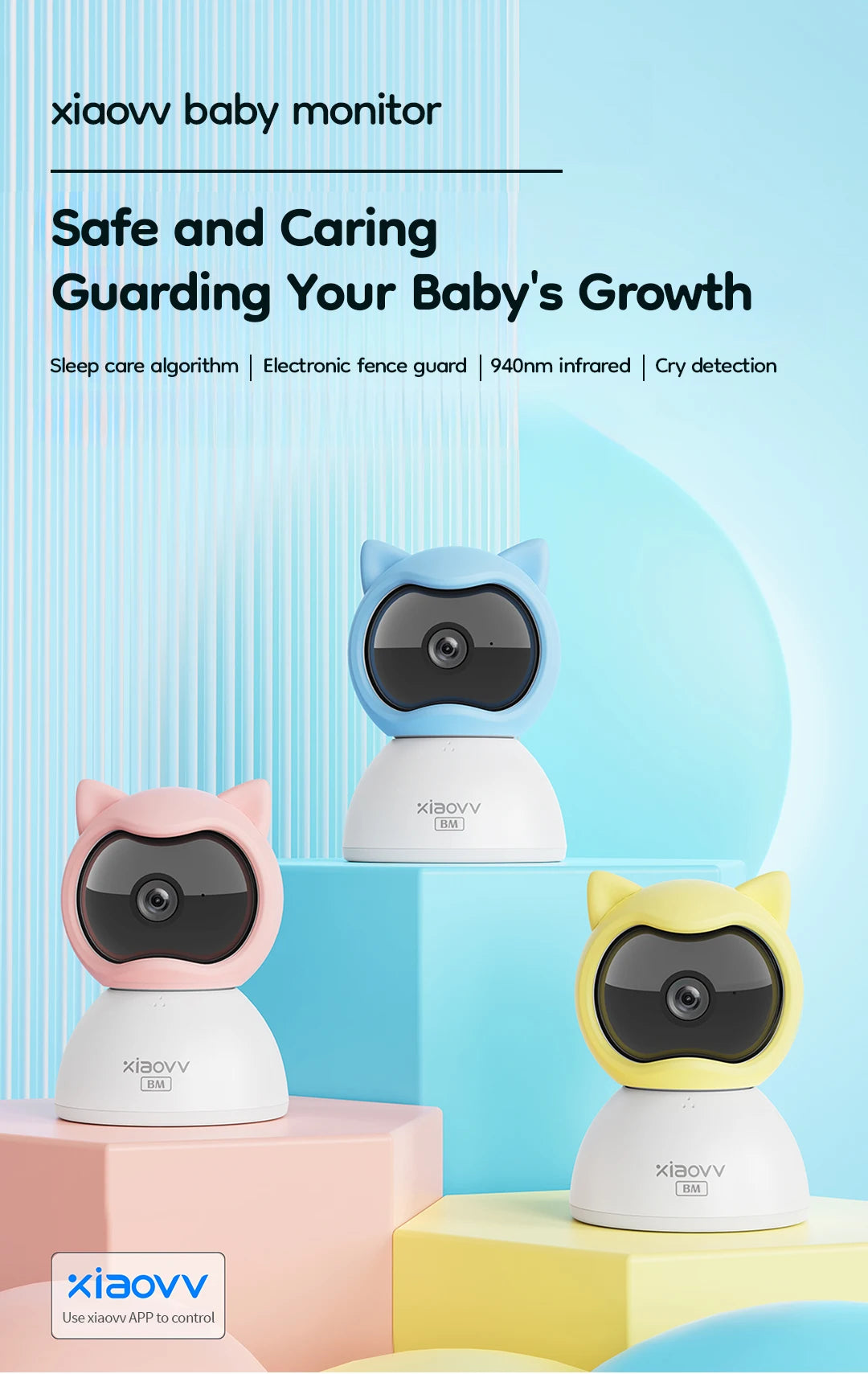 XiaoVV™ 3MP HD Wireless Baby Monitor (Q2 BM)