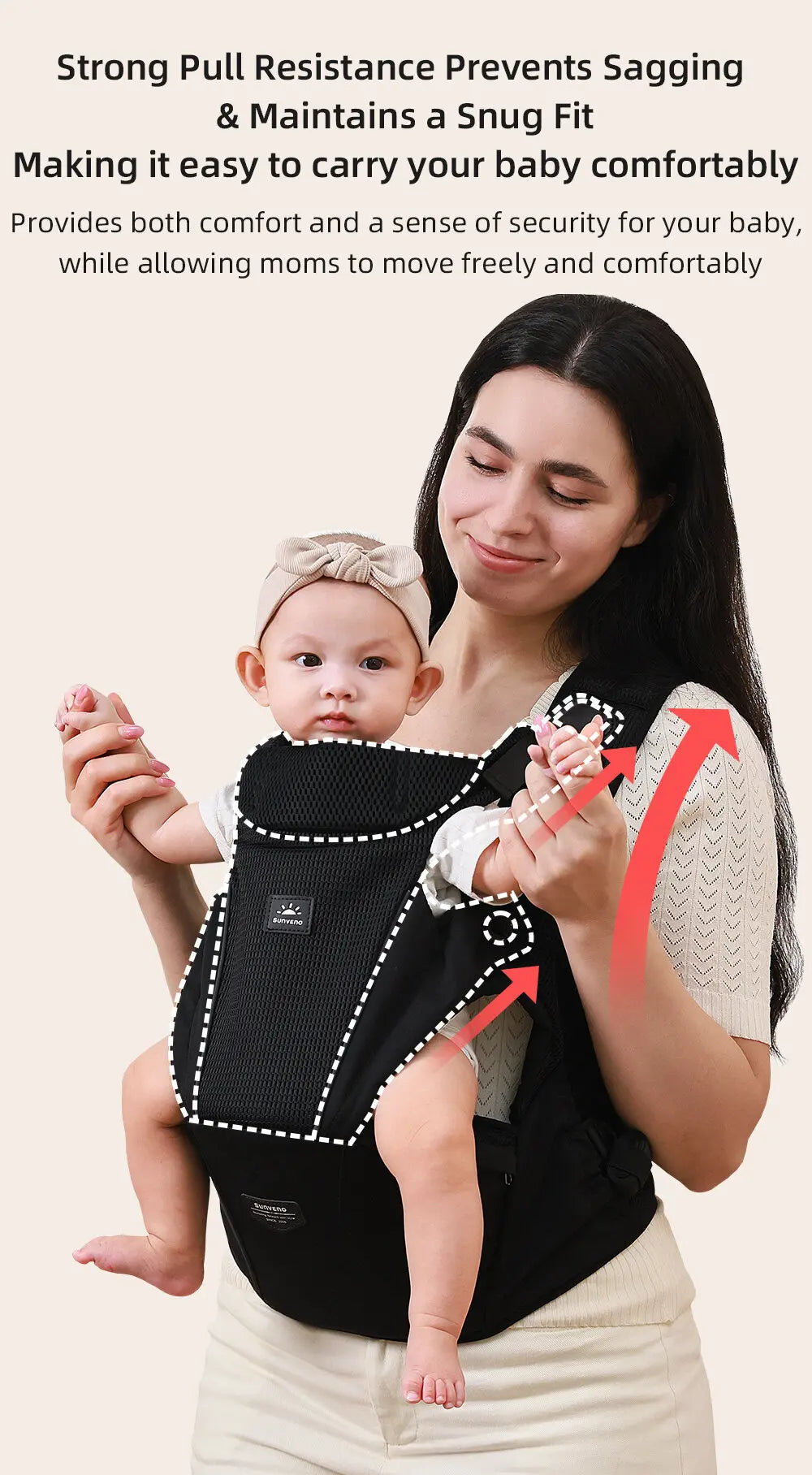 Sunveno™ Ergonomic 4-in-1 Baby Carrier – Back Pain Relief Design