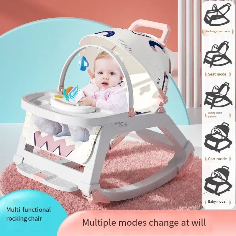 DreamNest™ 5-in-1 Baby Rocking Chair | Multi-Functional Bouncer, Seat, Rocker, Dining & Trolley