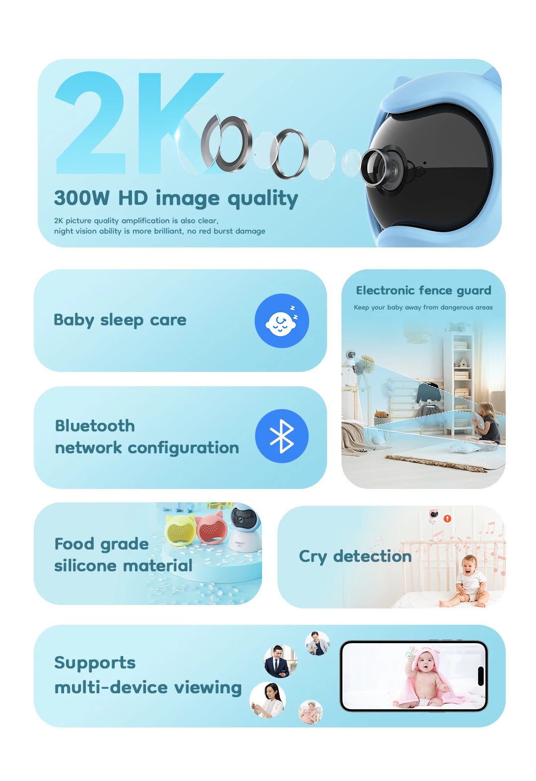 XiaoVV™ 3MP HD Wireless Baby Monitor (Q2 BM)