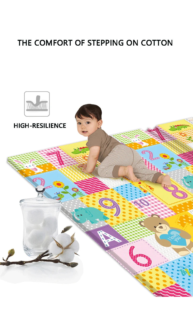 ComfyPlay™ Cartoon Baby Play Mat – Large Foldable EPE Foam Rug, Non-Toxic & Safe