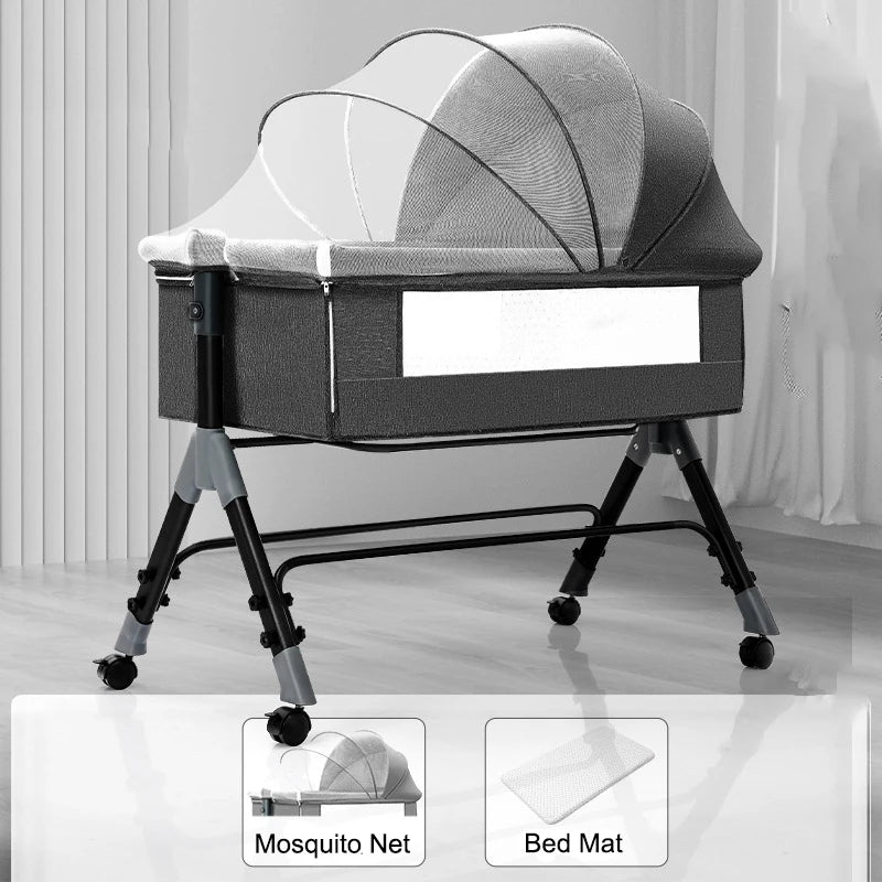 SnugNest™ Foldable Baby Crib Portable Bassinet with Changing Table, Storage & Mosquito Net