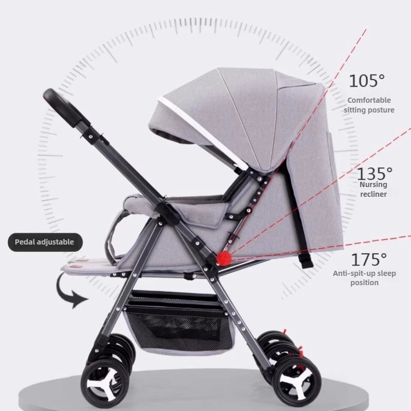 WarmHouse™ TwinFlex Double Stroller – Foldable Comfort for Two Kids