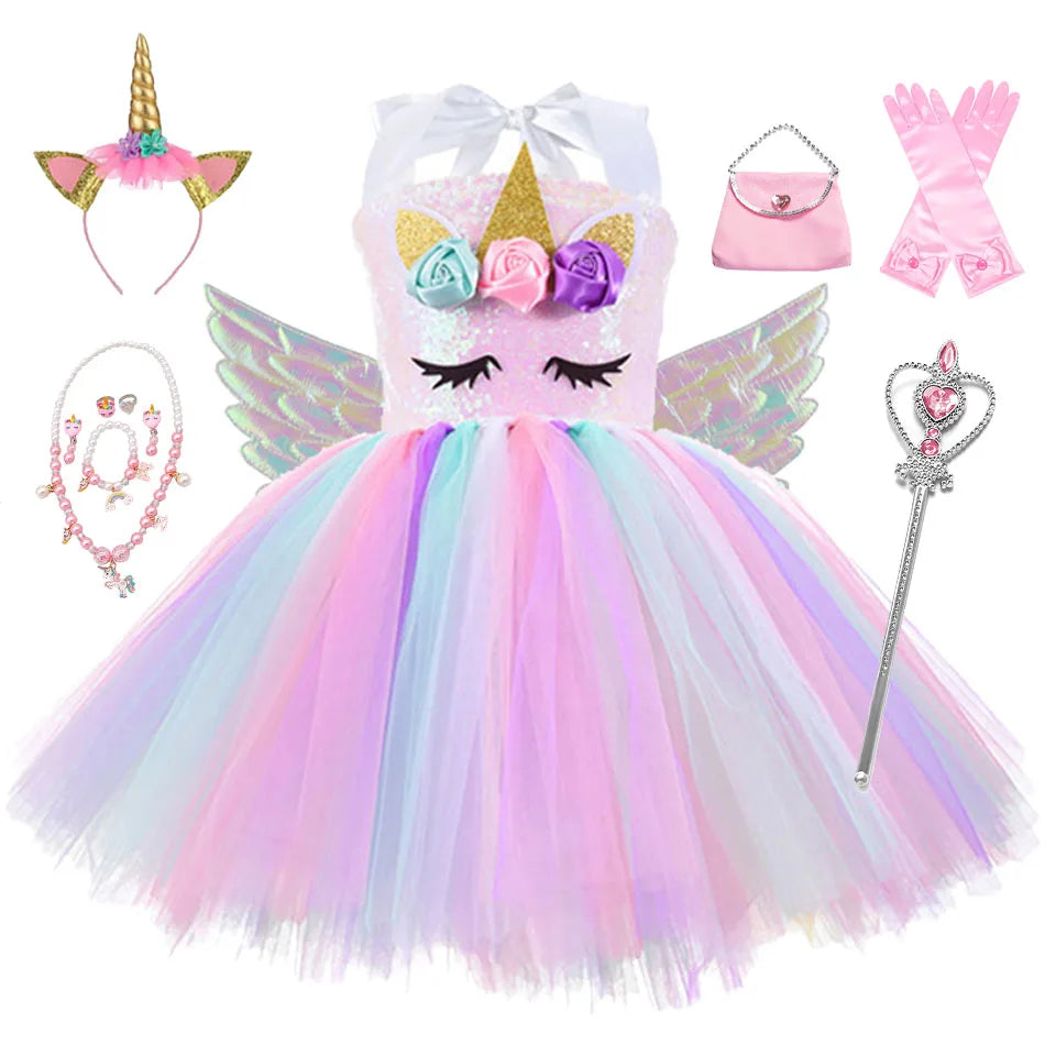 Princess Girls Unicorn Tutu Dress