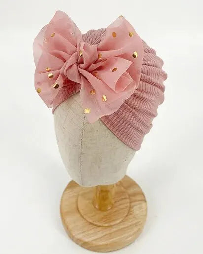 I LOVE DAD™ Baby Bowknot Turban Hat – Soft Cotton & Polyester Beanie for Newborns 0–1Y