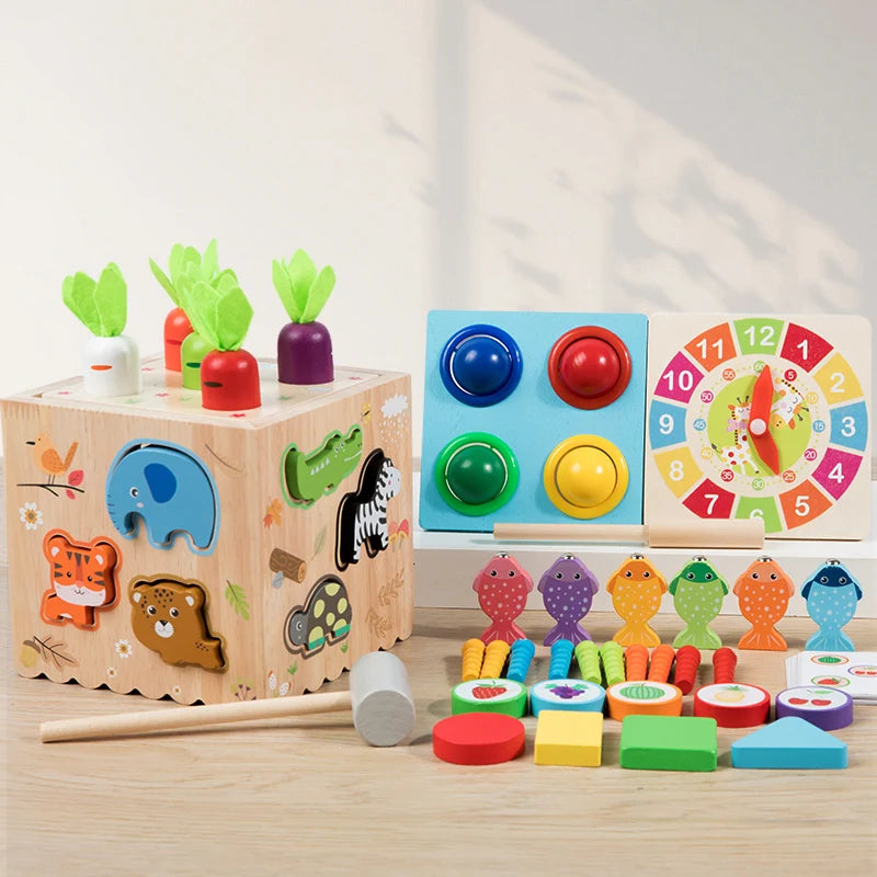 PlayWise™ 8-in-1 Wooden Game – Educational Logic & Hands-On Skills Toy for Kids