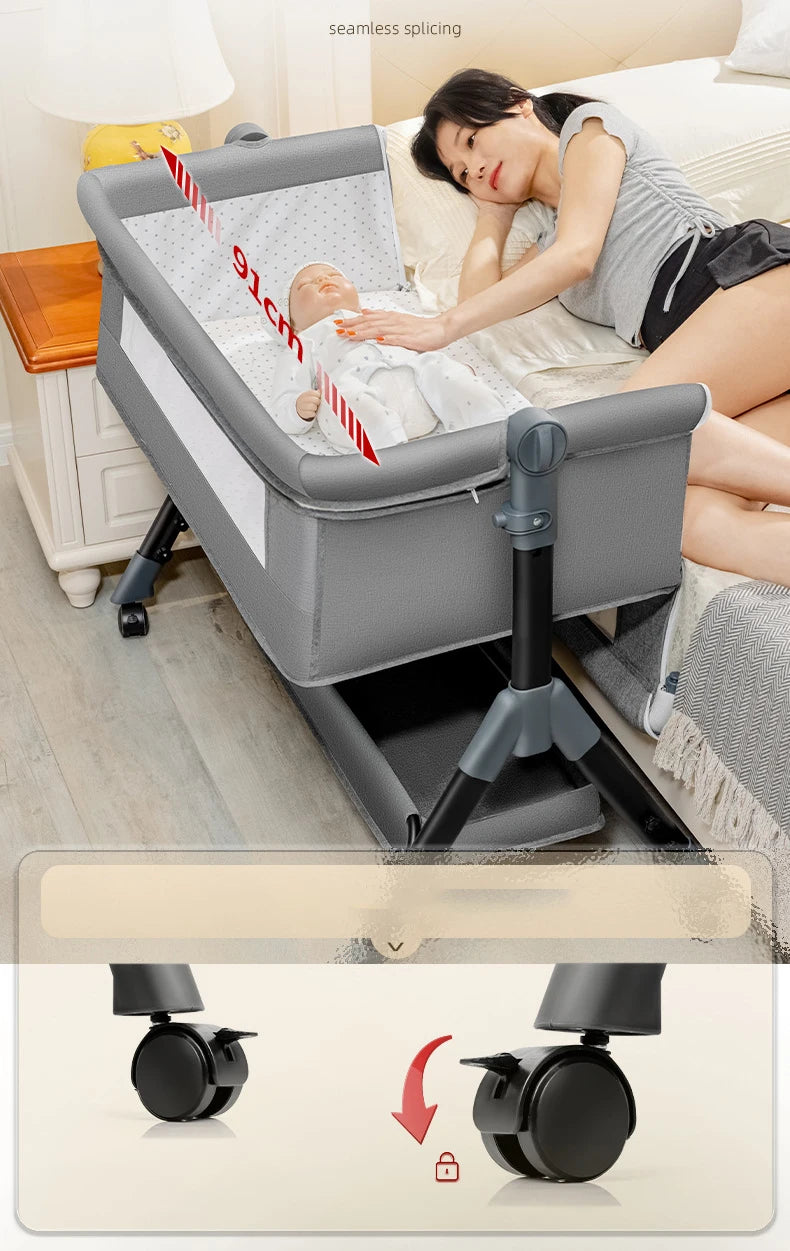 SnugNest™ Foldable Baby Crib Portable Bassinet with Changing Table, Storage & Mosquito Net