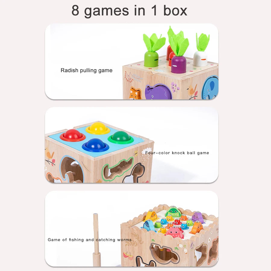 PlayWise™ 8-in-1 Wooden Game – Educational Logic & Hands-On Skills Toy for Kids