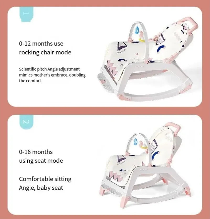 DreamNest™ 5-in-1 Baby Rocking Chair | Multi-Functional Bouncer, Seat, Rocker, Dining & Trolley