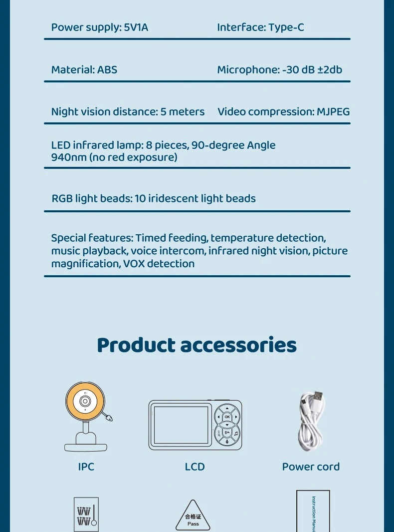 DANMINI™ 3.5" IPS Color Video Baby Monitor (C4L)