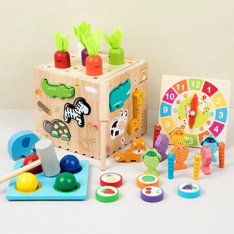PlayWise™ 8-in-1 Wooden Game – Educational Logic & Hands-On Skills Toy for Kids