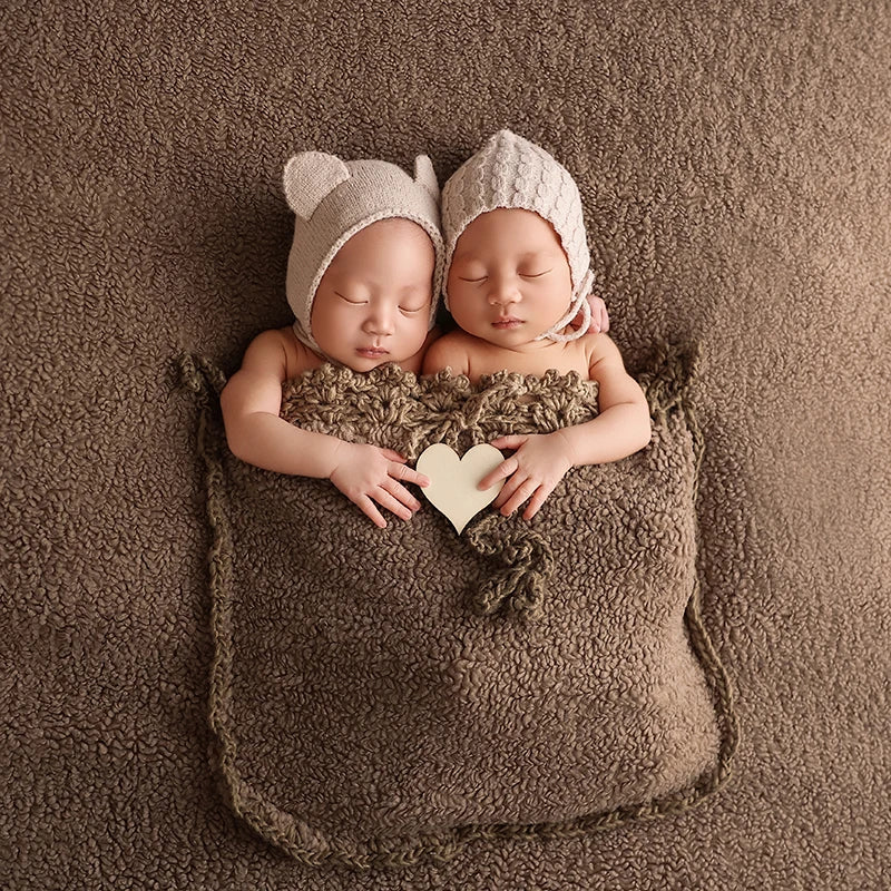 Baby Sleeping Bag Blanket – Brown Newborn Photography Prop for 0–6 Months