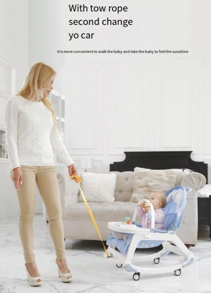 DreamNest™ 5-in-1 Baby Rocking Chair | Multi-Functional Bouncer, Seat, Rocker, Dining & Trolley