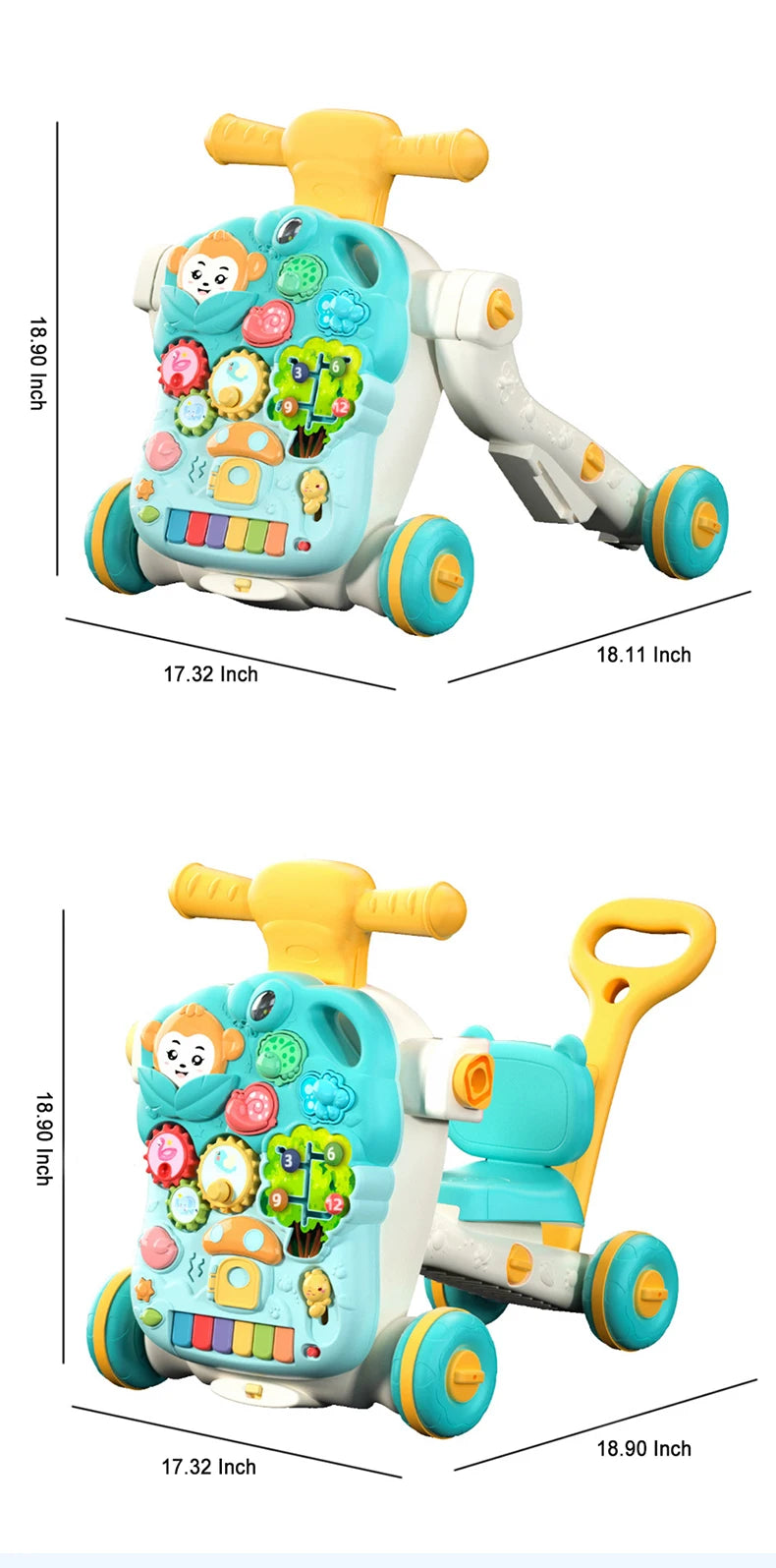 FunStep™ 5-in-1 Baby Walker – Activity Board, Play Table & Scooter for 0–2Y