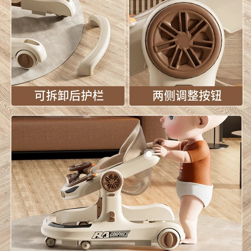 3-in-1 Foldable Baby Walker with Music & Wheels