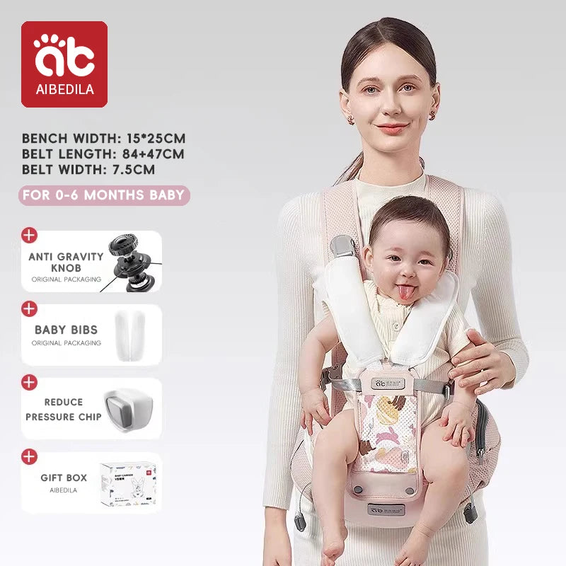 AIBEDILA™ Ergonomic Waist-Stool Baby Carrier – Anti-Gravity Comfort 20kg+