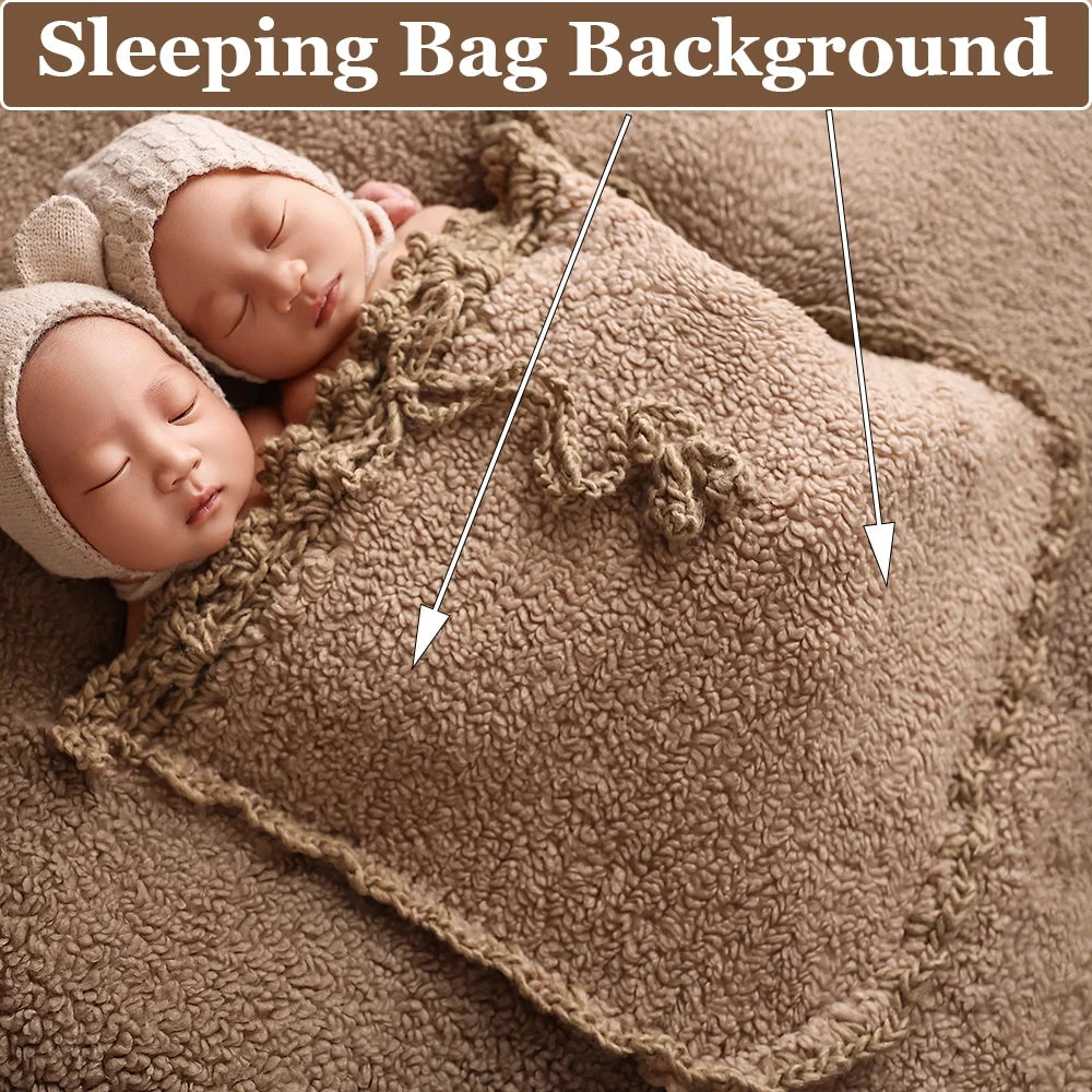 Baby Sleeping Bag Blanket – Brown Newborn Photography Prop for 0–6 Months