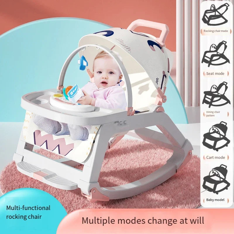 DreamNest™ 5-in-1 Baby Rocking Chair | Multi-Functional Bouncer, Seat, Rocker, Dining & Trolley
