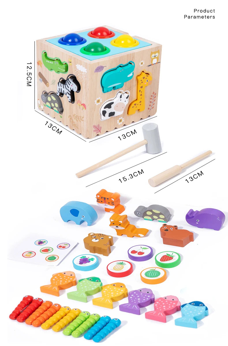PlayWise™ 8-in-1 Wooden Game – Educational Logic & Hands-On Skills Toy for Kids