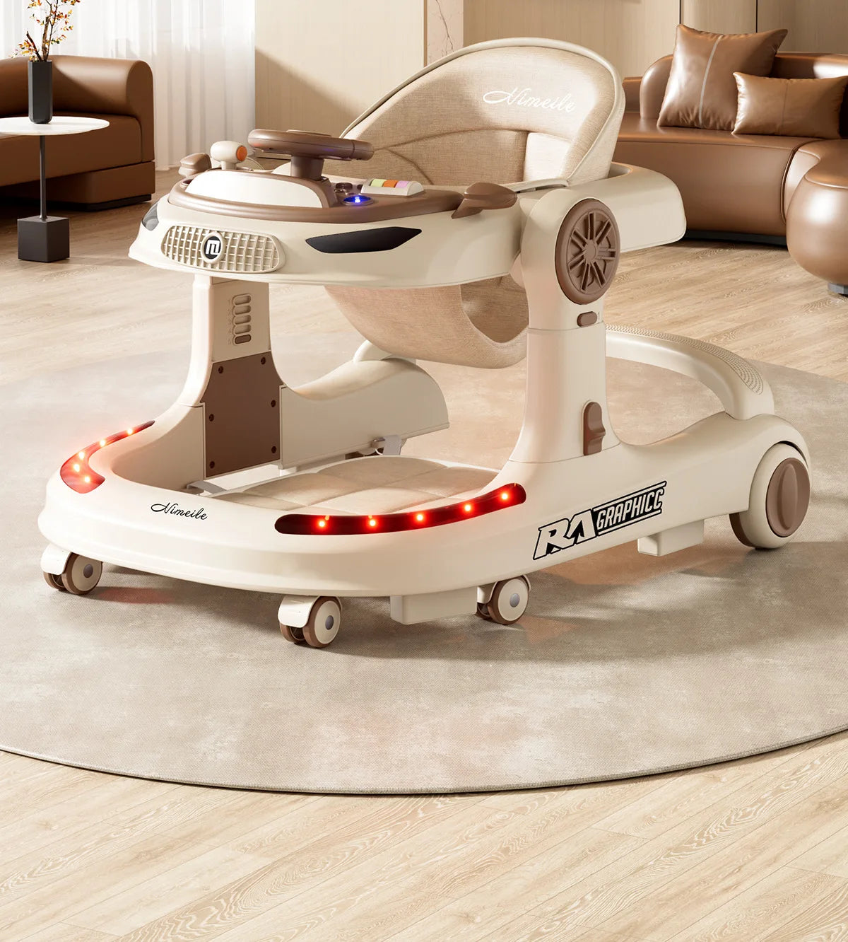3-in-1 Foldable Baby Walker with Music & Wheels