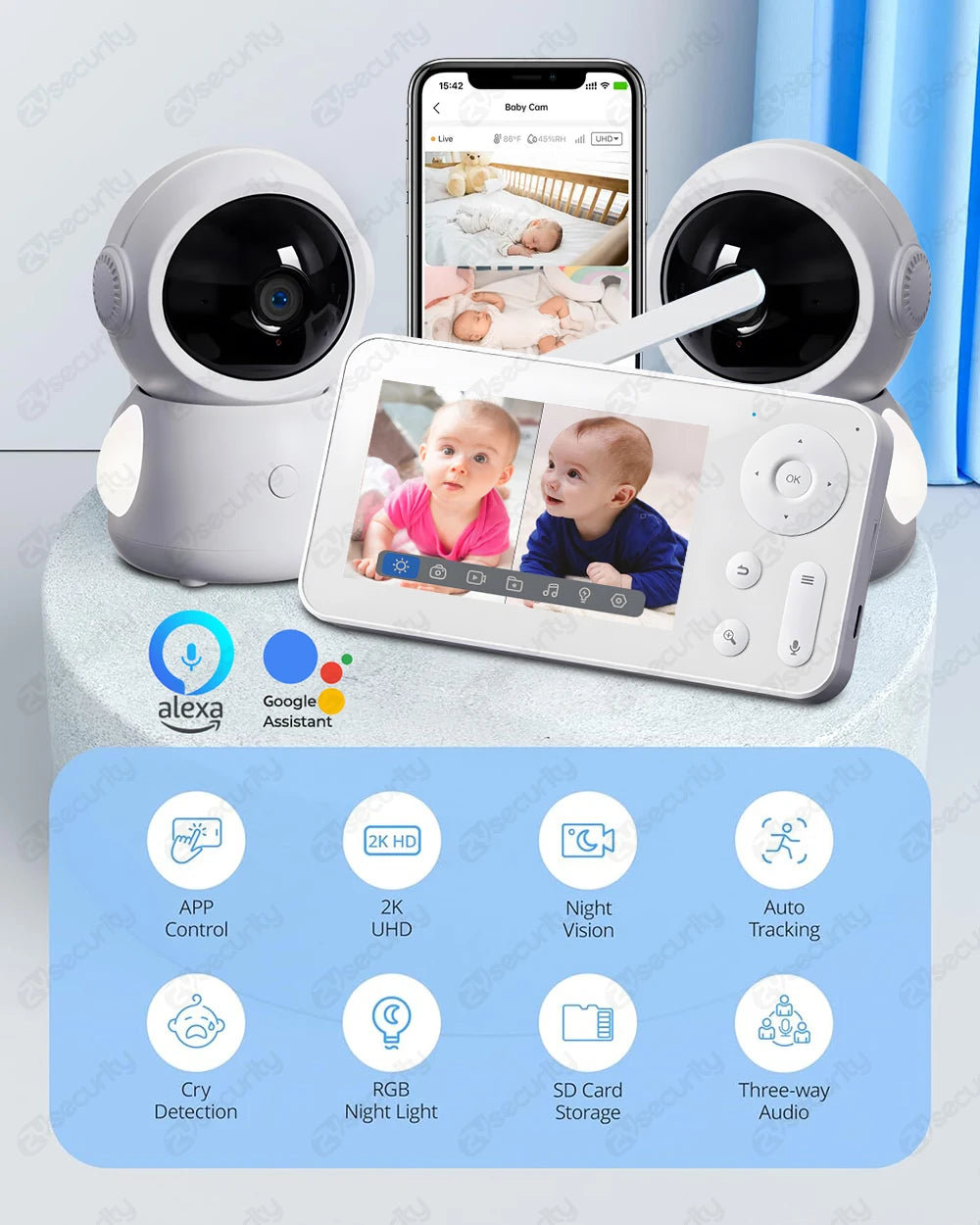 ZySecurity™ 2K 3MP Wireless Video Baby Monitor (ZY-MY06)