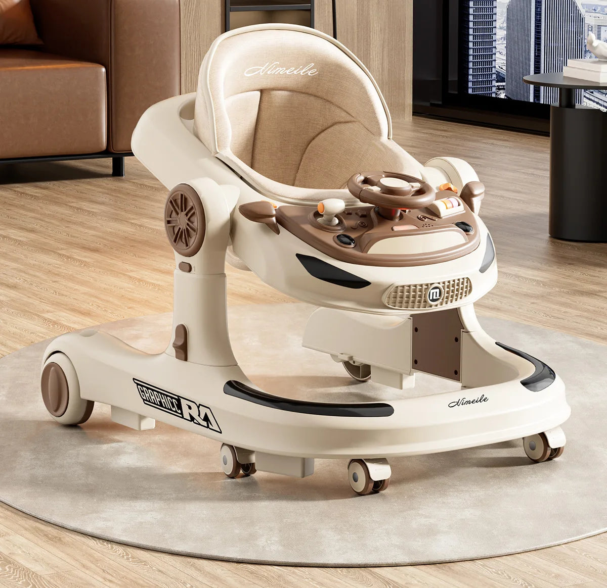 3-in-1 Foldable Baby Walker with Music & Wheels