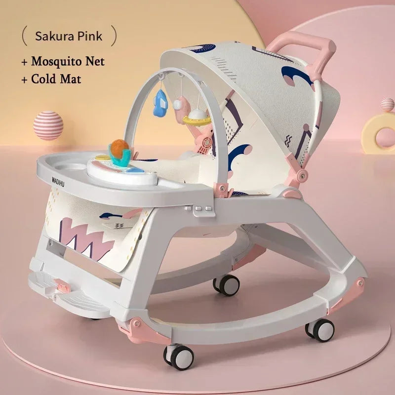 DreamNest™ 5-in-1 Baby Rocking Chair | Multi-Functional Bouncer, Seat, Rocker, Dining & Trolley