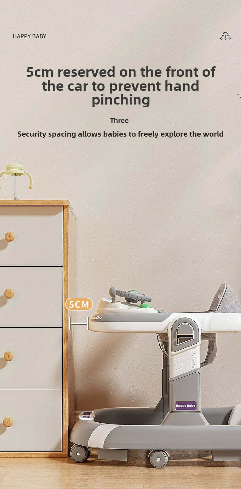 SafeStep™ Foldable Baby Walker – Ergonomic 4-Wheel Walker with Safety Features