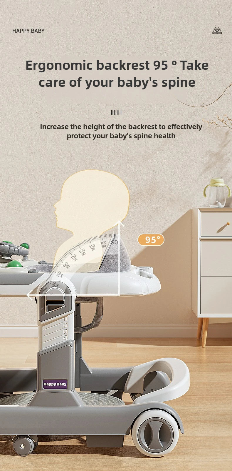 SafeStep™ Foldable Baby Walker – Ergonomic 4-Wheel Walker with Safety Features