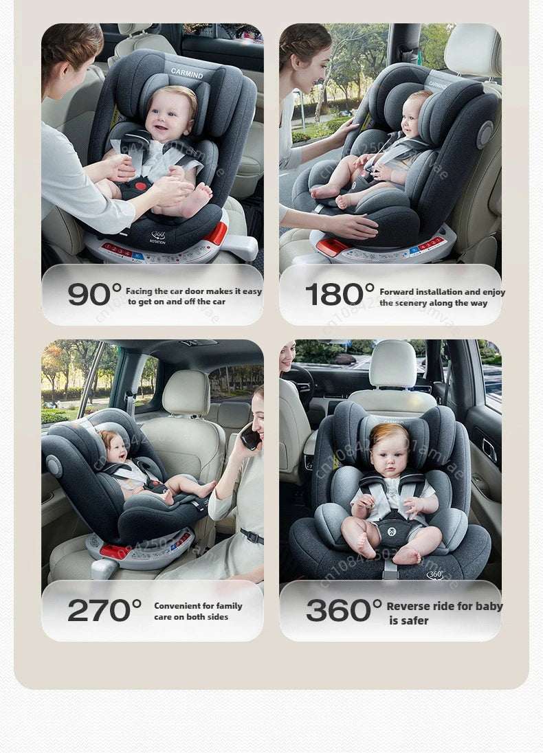 TM™ ISOFIX Child Safety Car Seat – 360° Rotatable Travel Seat for Newborn to 12 Years