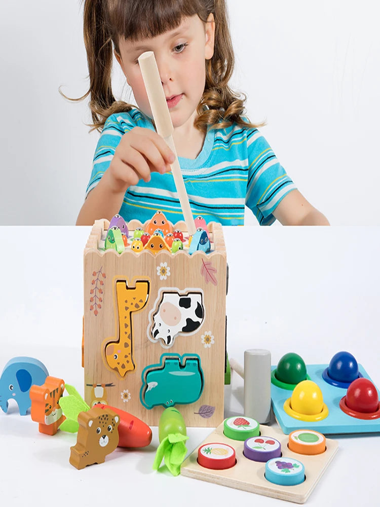 PlayWise™ 8-in-1 Wooden Game – Educational Logic & Hands-On Skills Toy for Kids