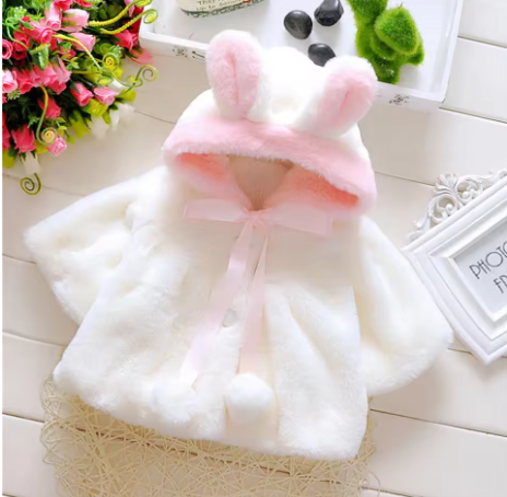 Winter Baby Girl Jacket with Rabbit Ears