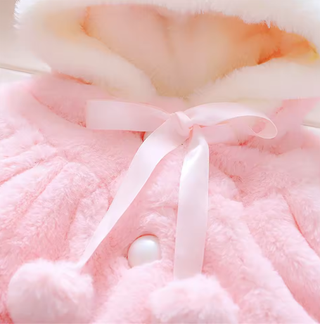 Winter Baby Girl Jacket with Rabbit Ears